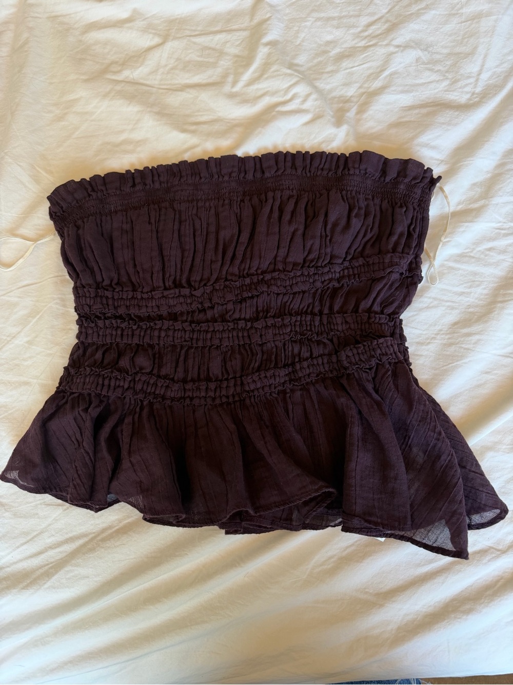Free People Plum Smocked Strapless Top